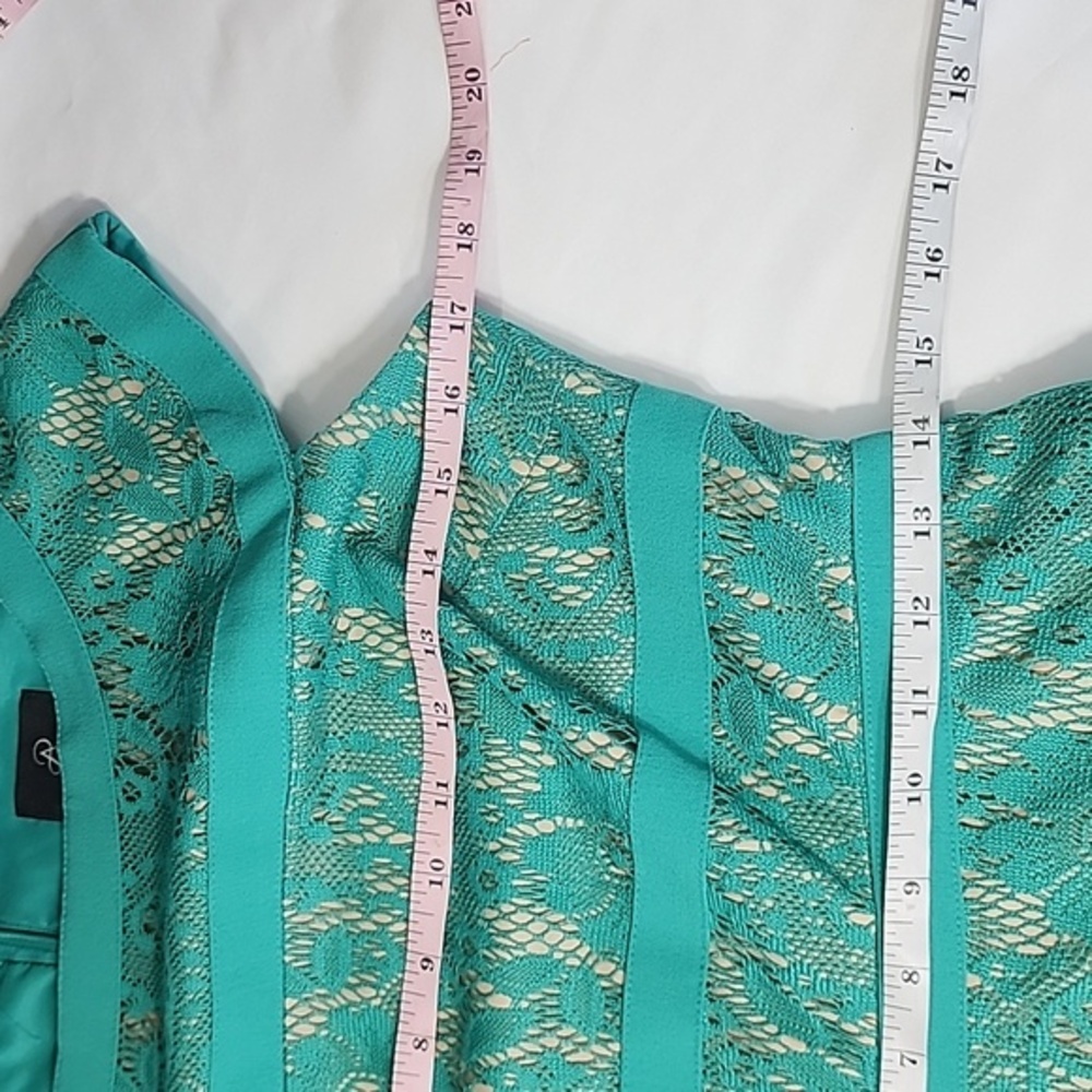 Adrianna Papell Cap Sleeve Lace-Like Overlay Sheath Dress Green & beige Size 4 S - Picture 11 of 11